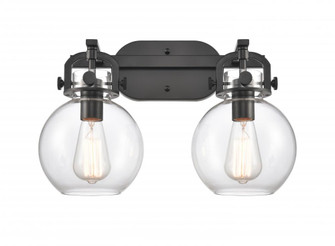 Newton Sphere - 2 Light - 17 inch - Matte Black - Bath Vanity Light (3442|410-2W-BK-7CL)