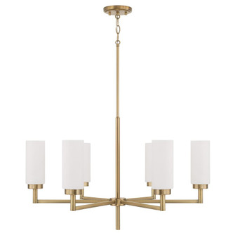 6-Light Cylindrical Chandelier in Aged Brass with Faux Alabaster Glass (42|451761AD)