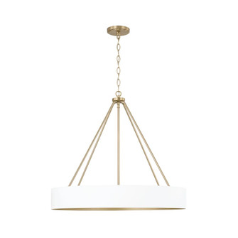 4-Light Modern Circular Metal Chandelier in Matte White with Painted Matte Brass Interior (42|453041RE)