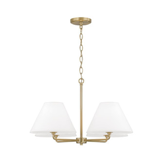 4-Light Chandelier in Matte Brass with White Fabric Shades and Glass Diffusers (42|453242MA)