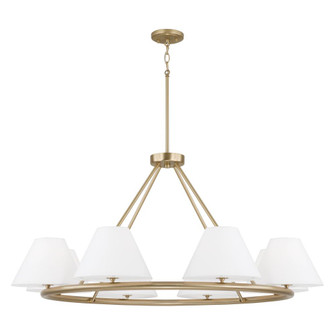 8-Light Circular Chandelier in Matte Brass with White Fabric Shades and Glass Diffusers (42|453281MA)