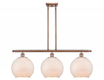 Farmhouse Chicken Wire - 3 Light - 37 inch - Antique Copper - Cord hung - Island Light (3442|516-3I-AC-G121-10CSN-LED)