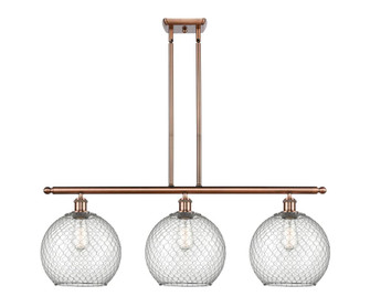 Farmhouse Chicken Wire - 3 Light - 37 inch - Antique Copper - Cord hung - Island Light (3442|516-3I-AC-G122-10CSN)