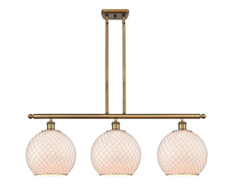 Farmhouse Chicken Wire - 3 Light - 37 inch - Brushed Brass - Cord hung - Island Light (3442|516-3I-BB-G121-10CSN)