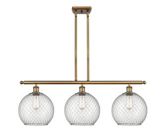 Farmhouse Chicken Wire - 3 Light - 37 inch - Brushed Brass - Cord hung - Island Light (3442|516-3I-BB-G122-10CSN)