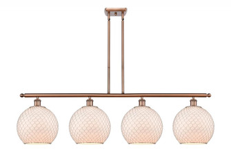 Farmhouse Chicken Wire - 4 Light - 48 inch - Antique Copper - Cord hung - Island Light (3442|516-4I-AC-G121-10CSN-LED)