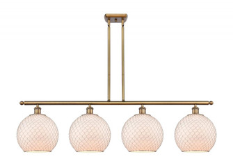 Farmhouse Chicken Wire - 4 Light - 48 inch - Brushed Brass - Cord hung - Island Light (3442|516-4I-BB-G121-10CSN)