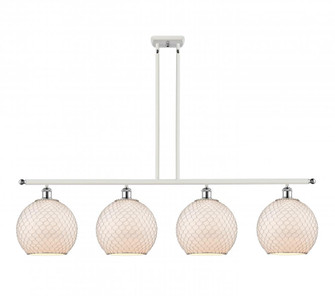 Farmhouse Chicken Wire - 4 Light - 48 inch - White Polished Chrome - Cord hung - Island Light (3442|516-4I-WPC-G121-10CSN-LED)