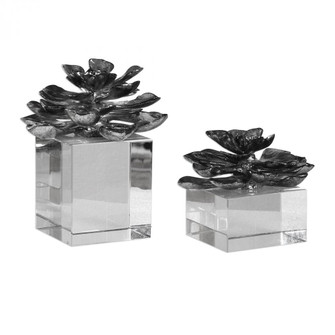Uttermost Indian Lotus Metallic Silver Flowers S/2 (85|20158)