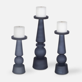 Uttermost Cassiopeia Blue Glass Candleholders, S/3 (85|17779)
