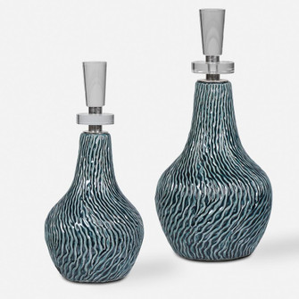 Uttermost Almera Dark Teal Bottles, S/2 (85|17842)