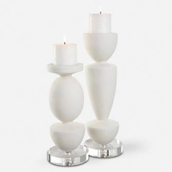 Uttermost Lido White Stone Candleholders, Set/2 (85|18101)