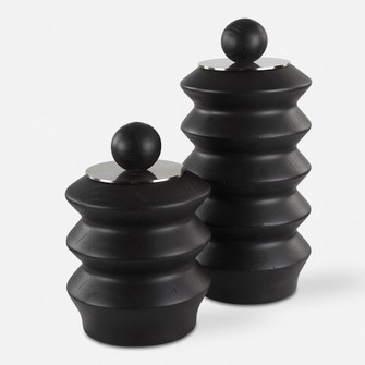 Uttermost Accordion Black Wood Containers, S/2 (85|18137)