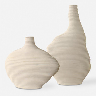 Uttermost Duostacked Matte White Vases, S/2 (85|18140)