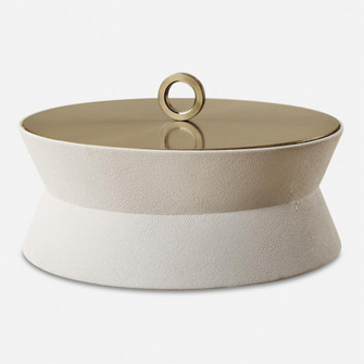 Uttermost Luxe White Shagreen Round Box (85|18165)
