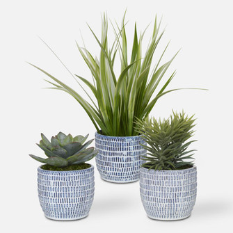 Uttermost Puebla Greenery In Blue & White Pots, S/3 (85|60192)