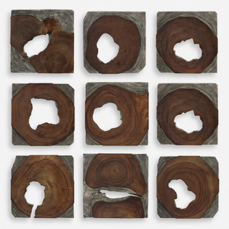 Uttermost Jungle Wood Paneled Wall Art, Set/9 (85|04349)
