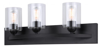 Hampton 3 Light Vanity, Black Finish (801|IVL370A03BK-CL)