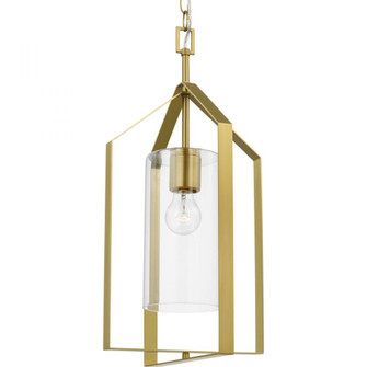 Vertex Collection One-Light Brushed Gold  Clear Glass Contemporary Foyer Light (149|P500431-191)