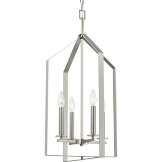Vertex Collection Four-Light Brushed Nickel Contemporary Foyer Light (149|P500432-009)
