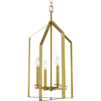 Vertex Collection Four-Light Brushed Gold Contemporary Foyer Light (149|P500432-191)