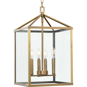 Hilllcrest Collection Four-Light Vintage Brass Transitional Hall & Foyer Light (149|P500440-163)