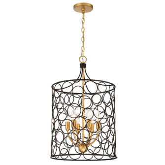 Stemmons 6 Light Bronze + Antique Gold Lantern Chandelier (205|STM-B5106-BZ-GA)