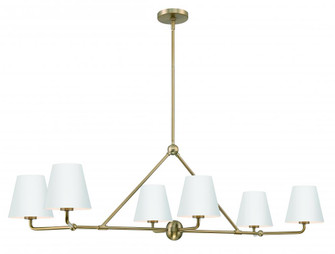 Xavier 6 Light Vibrant Gold + White Linear Chandelier (205|XAV-B9306-VG-WH)